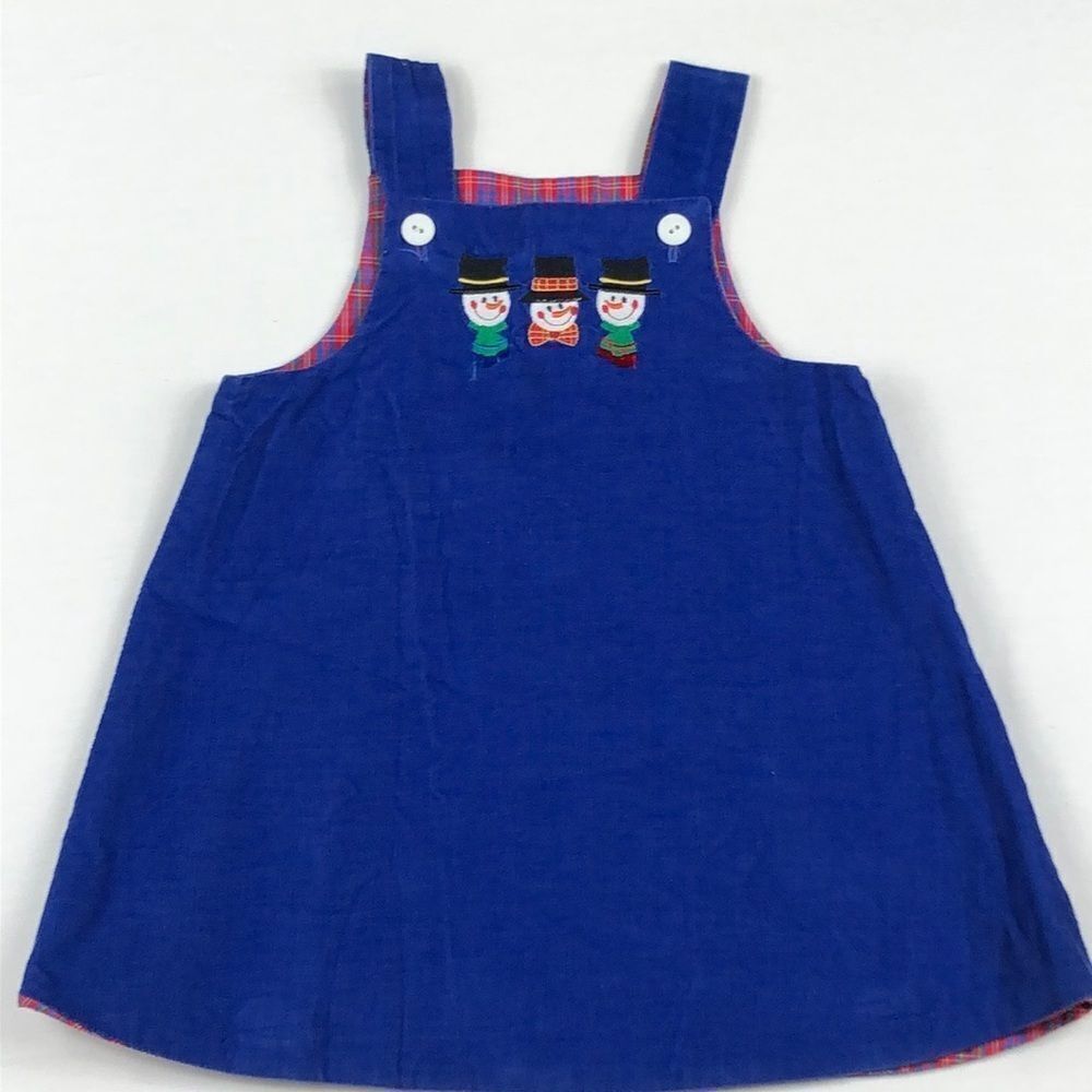 Just Ducky reversible snowmen jumper dress, 18 mos